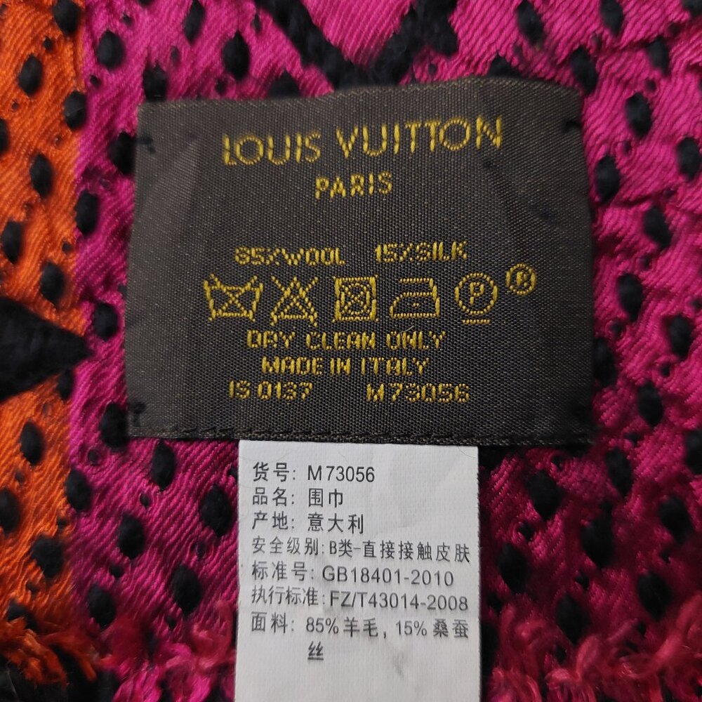 Louis Vuitton LV Black Pink Orange Multi-color Shine Monogram Logomania Scarf - Picture 8 of 8